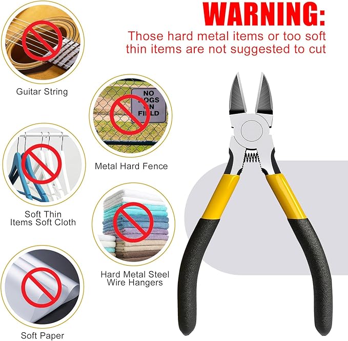 Lasnten Wire Cutters Precision Cutting Pliers Side Diagonal Cutters Small Wire Clippers with Nonslip Handle DIY Jewelry Making Crafting Model Kits(8 Pcs 6 Inch,7 Pcs 5 Inch,Yellow Black)