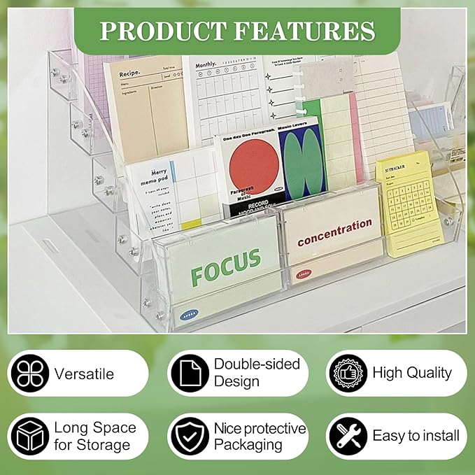 5 Tier Greeting Card Display Rack, Clear Acrylic Sticker Display Stand for Vendors Retail Display Photo Stand for Counter Tabletop Display Supplies