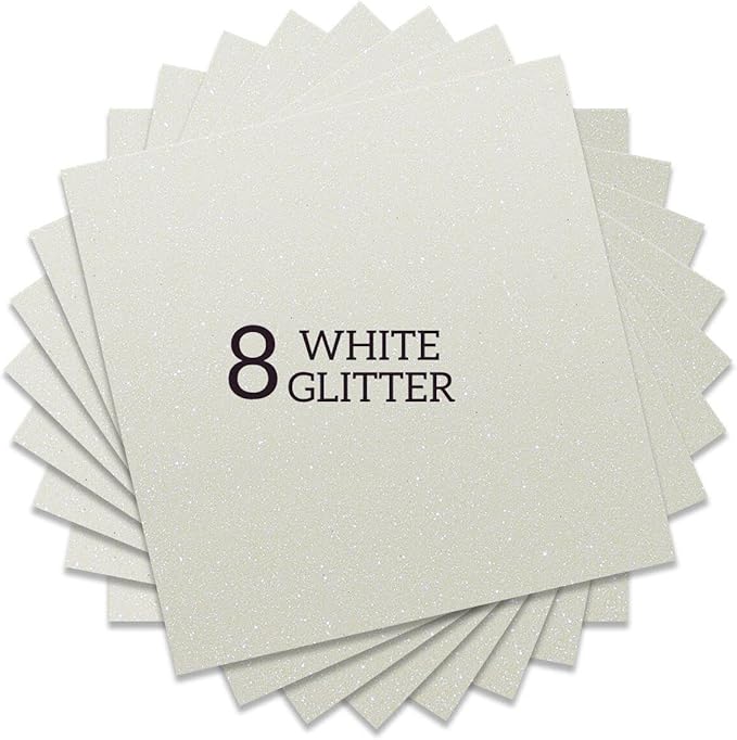 Rainbow White Glitter HTV Heat Transfer Vinyl Bundle 8 Sheets-12 x12 Iron on for DIY Shirts Gifts