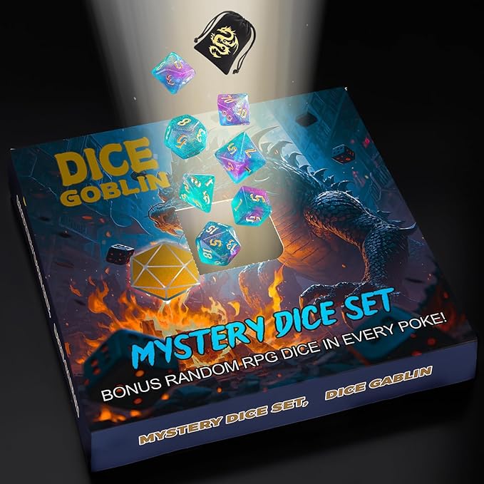CiaraQ Mystery DND Dice Sets - Random 9 Complete Polyhedral Dice Sets with 9 Random Bags, Wide Range of Patterns, Surprise Blind Box DND Gifts for Dungeons & Dragons, Role Playing Table Game