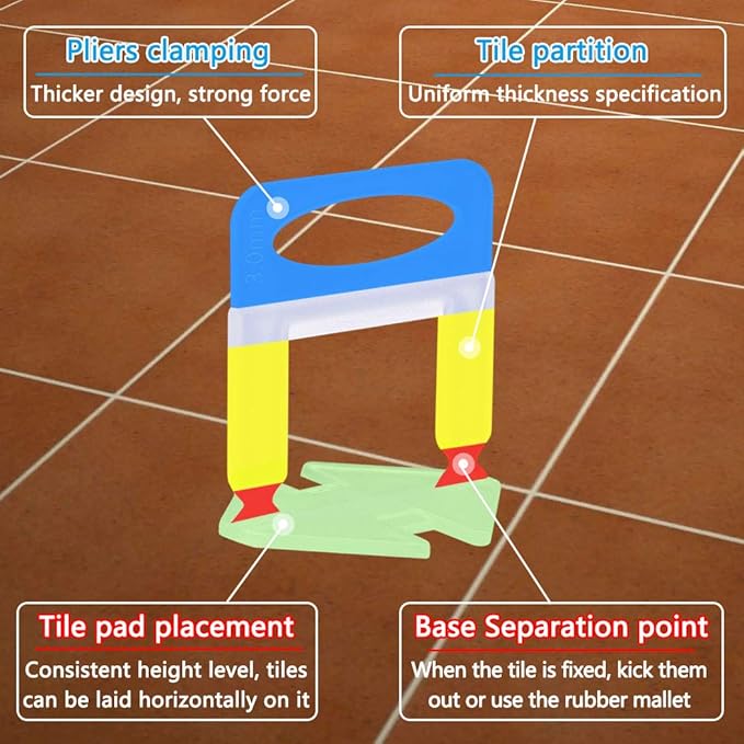 600 PCS Tile Leveling System Clips 1/16''(1.5mm) 600-Piece Tiles Leveler Spacers Tool for Professional Ceramic Tile and Stone Installation