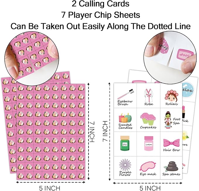 Spa Party Bingo Game Cards(24 Players), Beauty Themed Bingo Card for Family Friend Adult, Large Group Holiday Sleepover Party Activity Favor Decoration Supplies -005