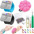 ICNOW Sewing Kit - 216 Pcs, 2 Magnetic Wrist Pincushions, 200 Straight Pins, 10 Clips, 2 Seam Rippers, 1 Scissor
