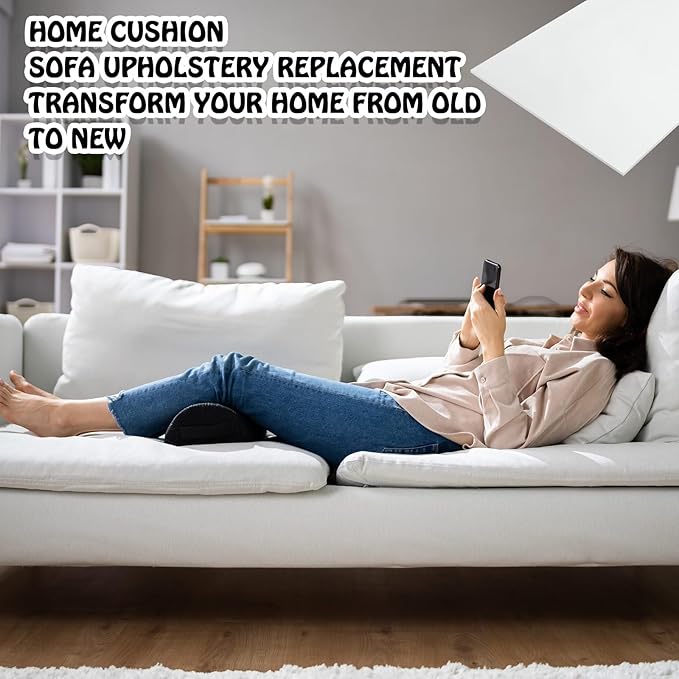 Amylove Polyurethane Foam 24" x 72" High Density Cushion Upholstery Foam Sheet for Seat Replacement DIY Projects Chairs Headboards Sofas Home(1/4" X 24" X 72",White)