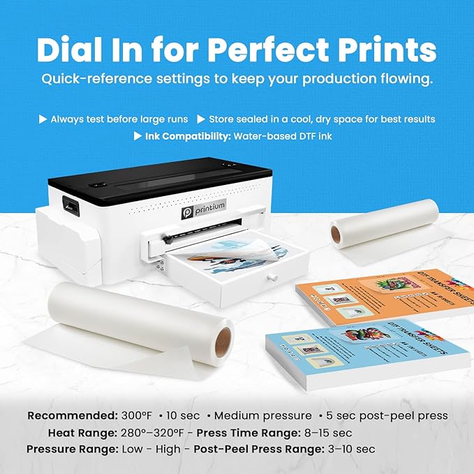 DTF Transfer Film Roll 23.6in x 328ft – Premium Plus Hot & Cold Peel – Double Matte Anti-Static Coating – Heat Transfer Film for Vibrant Colors & Durable Prints – Works with All DTF Printers