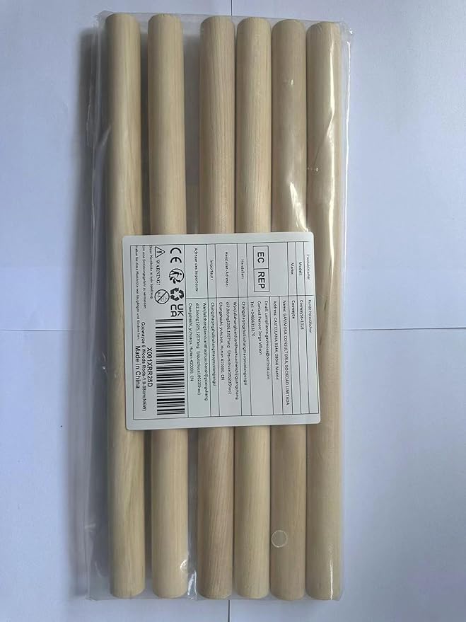 Wooden Dowel Rods Wood Dowels for Crafts, 6 PCS 3/4 x 15 Round Macrame Wooden Sticks for Crafting, Unfinished Hardwood Sticks for Arts and DIYers, Tiered Cake Support, Closets, Wedding Ribbon Wands