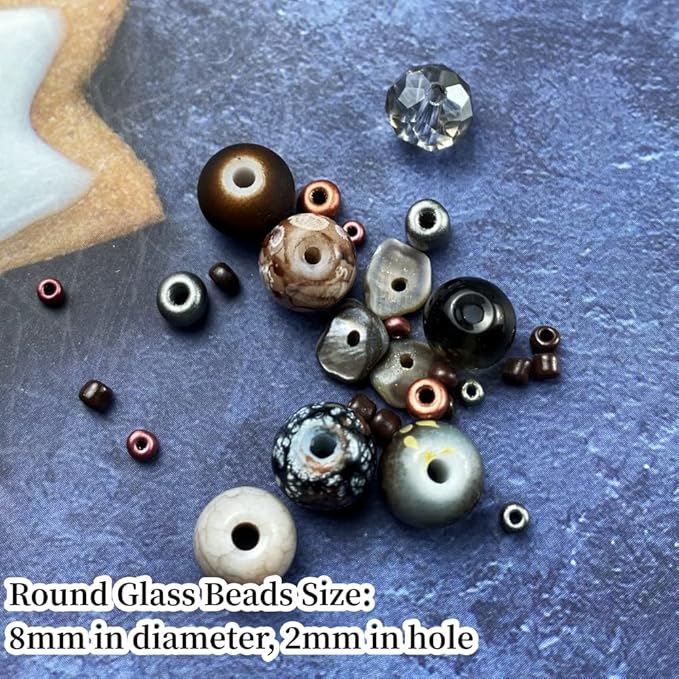 Assorted Glass Resin Beads Multi Size Colors Smooth Cracked Gravel Millet Spacer Beads for Bracelets Necklace Earring DIY Jewelry Making Craft(Deep Amber Series)