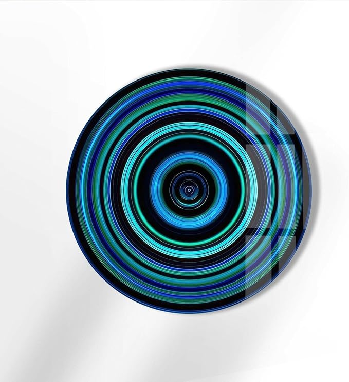 My Photostation.com 24''(60cm) Diameter Blue and Green Round Glass Wall Art Tempered Glass Printing Wall Decor Large Wall Art Wall Hangings