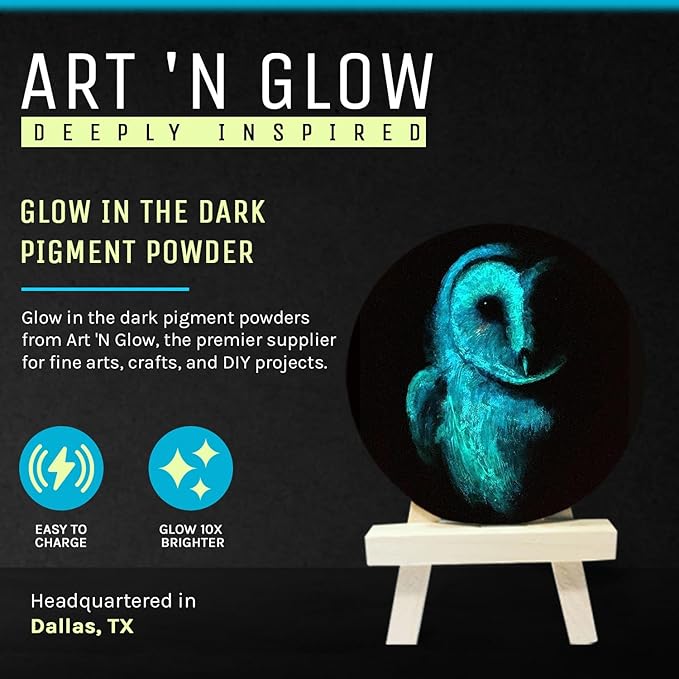 Glow in The Dark Pigment Powder - Neutral and Fluorescent Color for Art Painting, Fine Art, Nail Art Paint, and DIY Crafts - Long Lasting, 10+ Color Options - Fluorescent Blue - (120 Grams/4 Ounces)