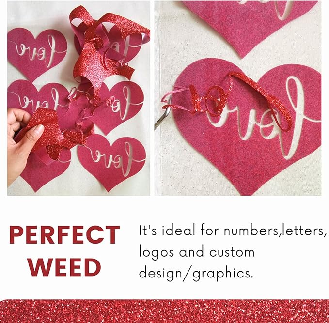Red Glitter HTV Heat Transfer Vinyl Bundle 8 sheets-12 x12 Iron on Vinyl for T Shirts Hats Clothing Compatible with Cricut Cameo Heat Press Machine