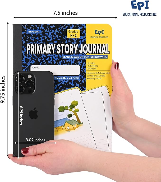 EPI Marble Hardcover Primary Ruled Composition Notebook | 200 Pages (100 Sheets), 9.75 x 7.5 in, Sturdy Sewn Binding | School, Office, Journaling, Notes - 48 Pack