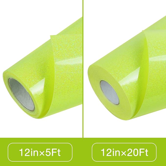 TORC Yellow Glitter HTV Heat Transfer Vinyl Roll 12 inch x 5 ft Iron on Vinyl for T Shirts Crafts
