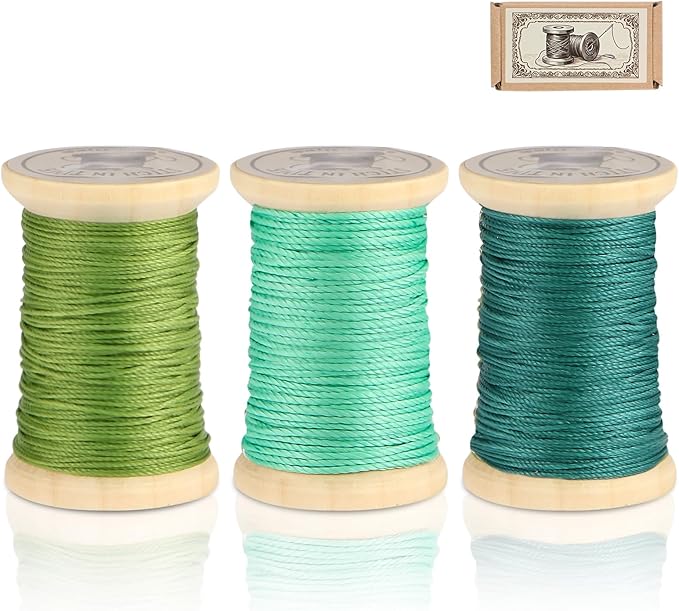 Natural Waxed Thread, 0.55mm/0.8mm, Wax Thread for Handcrafted Wrapping, Sewing, Bookbinding, Leather Threads, Beginners Craft DIY, Hemp Cord (Teal/Aqua/Forest, 0.8mm/16 Yards)