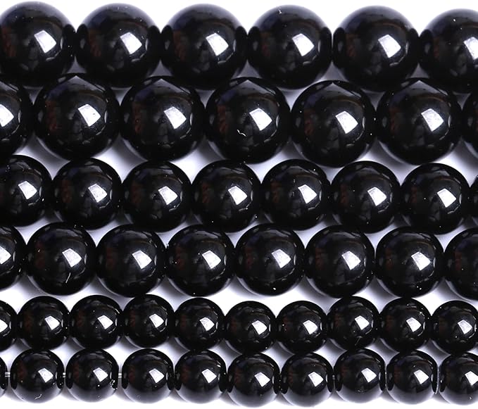 6MM Natural Black Agate Gemstone Beads Round Loose Stone Beads for Jewelry and Bracelets Making 120pcs 2 Strands 32"