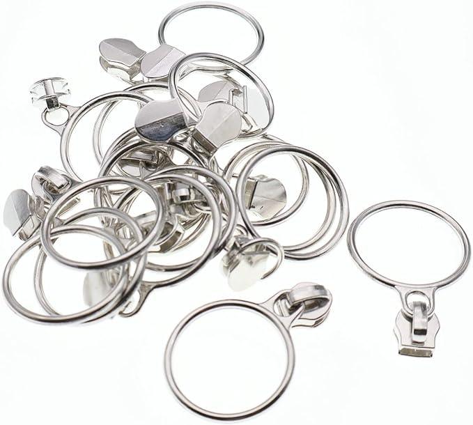 Leekayer #5 Rainbow Teeh Metallic Nylon Coil Zippers by The Yard Bulk 10 Yards White Zipper Tape with 25pcs Silver Ring Pull Sliders for DIY Sewing Tailor Craft Bag(White)