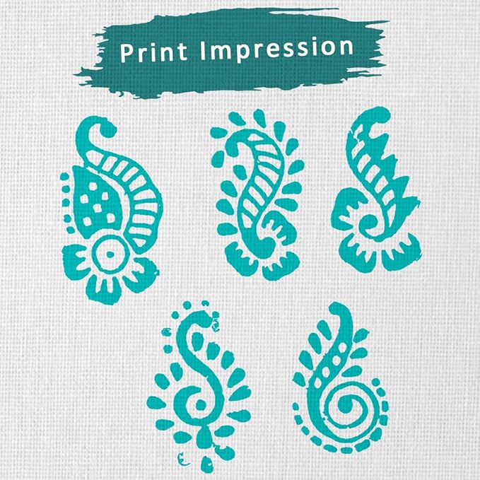 Hashcart Small Wooden Stamp Block - Printing Stamp Design Set | Block for Printing Saree Border | Dresses, Craft Card Making, Scrapbook, Clay Pottery | Set of 5