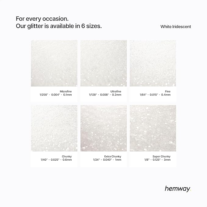 Hemway Glitter for Resin 100g White Iridescent Metallic Crystals for Epoxy Craft Super Chunky Flakes Tumblers Wax Melt
