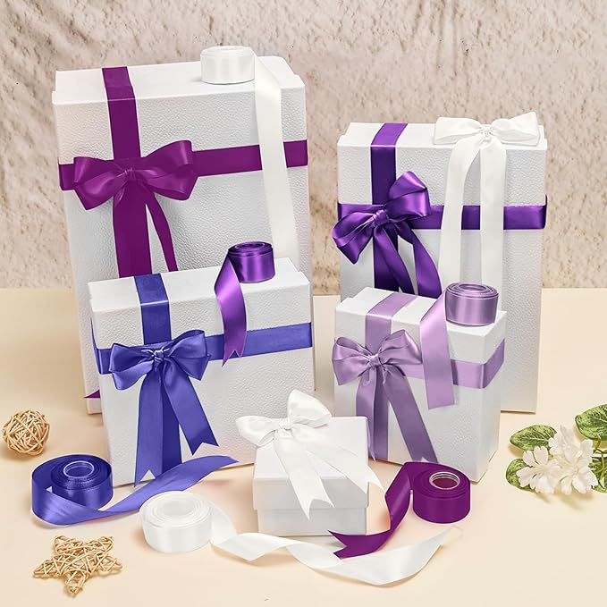 1-1/2 Inch Purple Satin Ribbons for Crafts, 6 Rolls Single-Faced Purple Assorted Ribbons for Gift Wrapping Flower Bouquet Wedding Invitations Bridal Shower Hair Bows Garland Party Decor