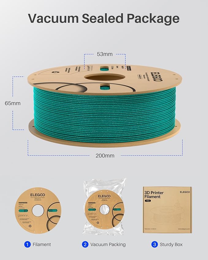 ELEGOO PLA Filament 1.75mm Sparkle Gold Yellow 1KG, Glitter Twinkling 3D Printer Filament Dimensional Accuracy +/- 0.02mm, 1kg Spool(2.2lbs) Fits for Most FDM 3D Printers