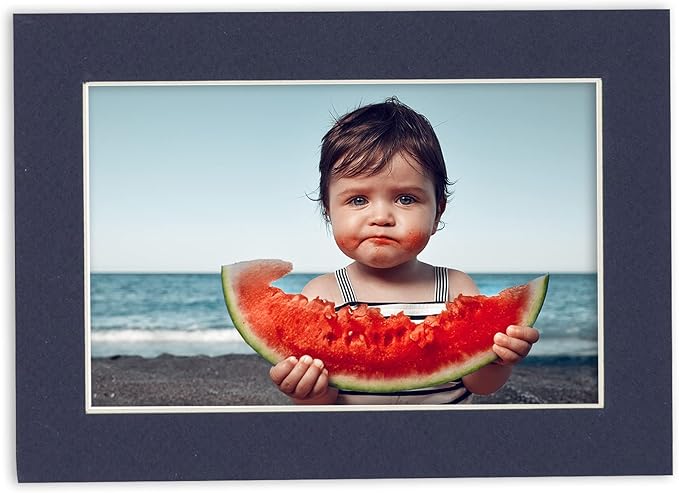 11x14 Mat for 8.5x11 Photo - Precut Navy Picture Matboard for Frames 11 x 14 Inches - Bevel Cut Matte to Display Art 8.5 x 11 Inches - Acid Free Pack of 10 MATS with Backing Boards & Clear Bags