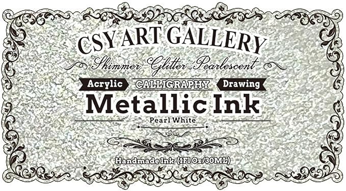 CSY Art Gallery Silver-White Calligraphy Inks for Artist -Acrylic Ink Paints 30ml – Perfect for Canvas, Wood, Ceramic, and DIY Projects (Pearl White)