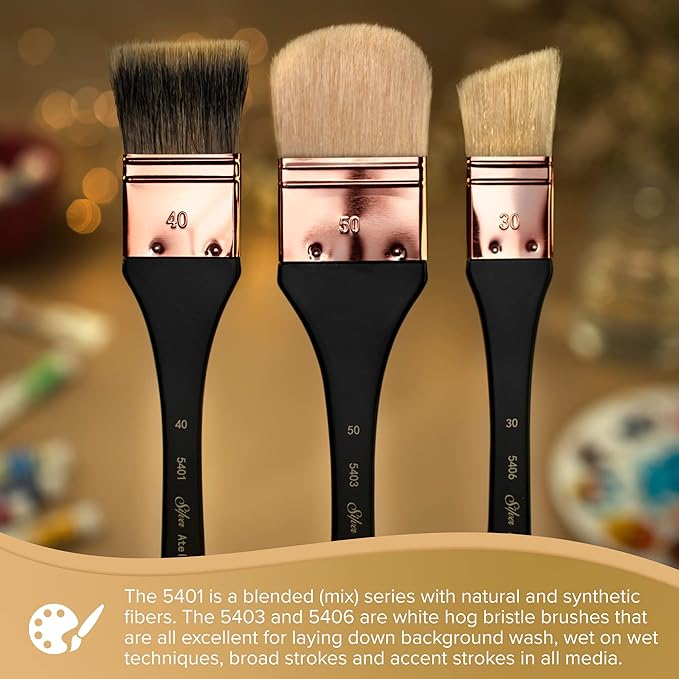 Silver Brush Limited 5403-60 Silver Atelier Oval Hog Bristle Mottler Brush, Size 60, Extra Long Handle