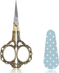 BIHRTC 4.5inch Small Sewing Scissors with Leather Case Sharp Tip Stainless Steel Scissors Vintage Shears Detail Yarn Thread Snips for Office Home Sewing Supplies Cross Stitch Needlework DIY Gold