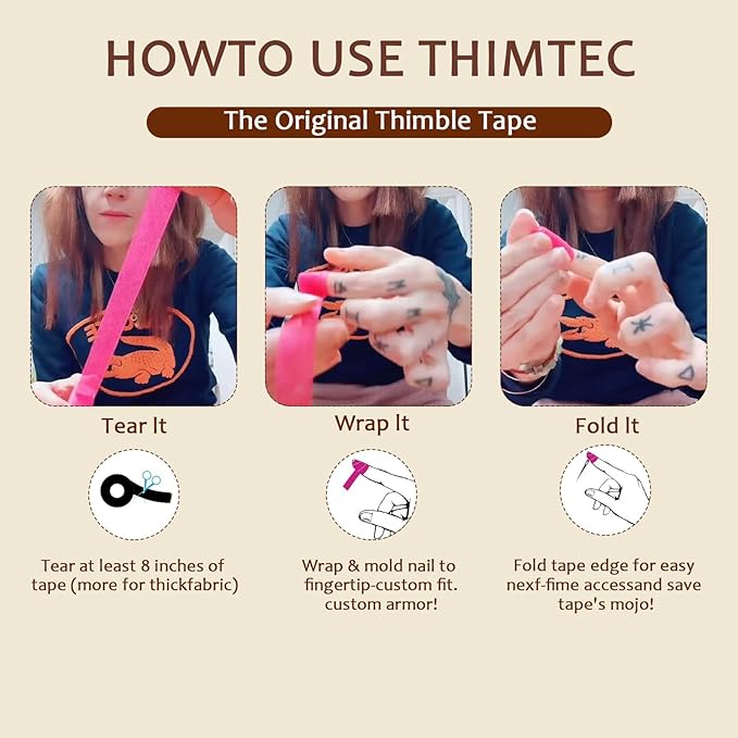 5 PCS Thimble Tape for Hand Sewing, Adjustable Sewing Thimble Finger Protector Tape, Comes with 1 Small Pair of Scissors, Suitable for Tailors and Home DIY Enthusiasts - Multicolor