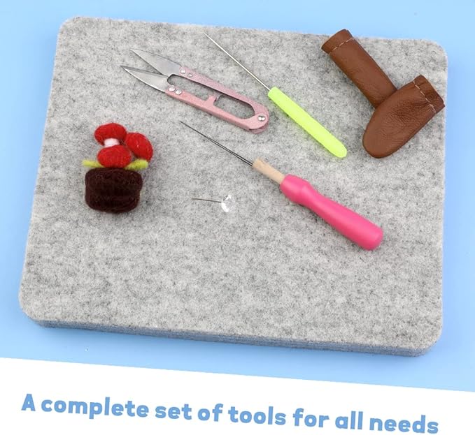 Mayboos Felting Kit with 8"x10" Mat, Needles for Wool & Leather Guards