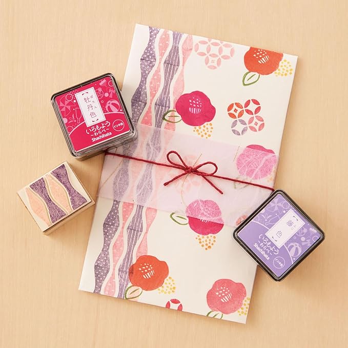 IROMOYO WARABE Stamp PAD, Small Traditional Japanese Ink Colour, Oil-Based Ink pad - Pink
