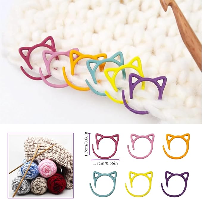 Stitch Markers for Crocheting Cat Stitch Markers with Box Metal Spiral Stitch Markers for Knitting Crochet Stitch Markers Rings Knitting and Crochet Notions (30)