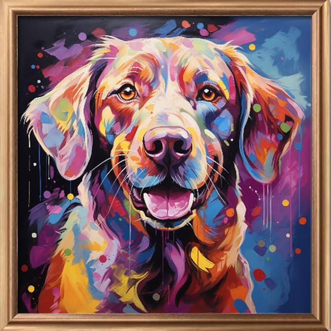 Leczany Cross Stitch Stamped Kit for Adults or Kids - Colorful Dog | DIY Embroidery Starter Patterns Craft Kit Needlepoint for Beginner | 11CT, 3 Strands | 14.2x14.6 inches