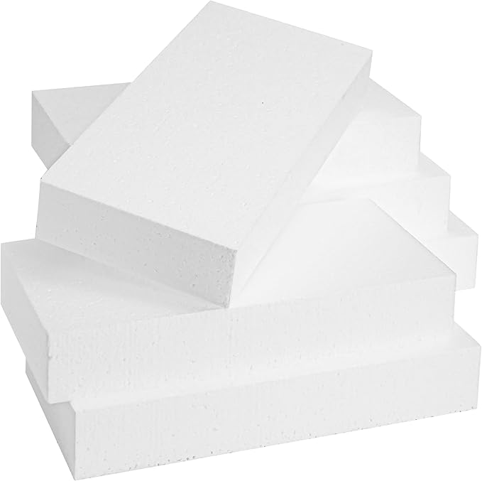 Juvale Smooth Foam Craft Blocks for DIY Craft & Floral Arrangement - Foam Carving Blocks - 12 x 6 x 2 In, White, 6 Pack