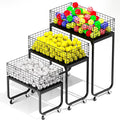 Ball Storage - 22.83" Basketball Cart With Wheels Garage Volleyball Storage Sport Equipment Holder Organizer For Indoor Outdoor,Metal Storage Rack For Playgroup,Gym And School