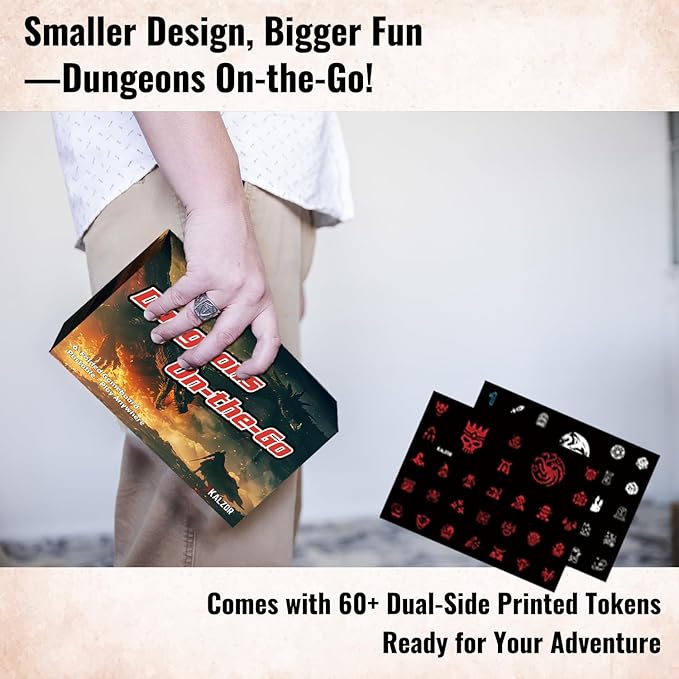 Foldable DND Battle Map Set – Reusable Dry Erase RPG Board with Double-Sided Square & Hex Grids, Tokens & Markers – Travel Starter Kits for D&D, Pathfinder and TTRPGs
