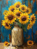 Moohue Art Crafts 14ct Counted Cross Stitch Patterns Kits Sunflowers Printed Stamped Cross Stitch Kits for Adults Needlepoint Kits (Beautiful Sunflowers)