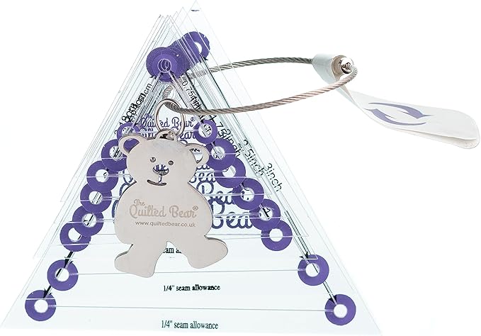 The Quilted Bear Triangle Quilting Templates – 8 Clear Non-Slip Acrylic Quilt Templates for Precise Fabric Cutting & Stress-Free Machine Quilting - Ideal for Quilt & Sewing Supplies (¾–3")