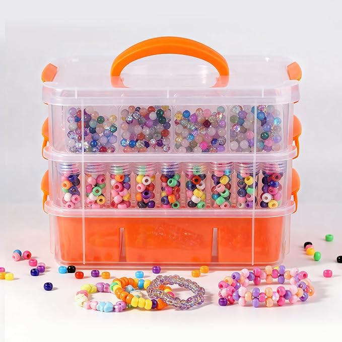 Bead Organizers 3-Tier Stackable Storage Container Box 87 Pcs Diamond Art Storage Plastic Storage Cases Mini Clear Bead Storage Containers for Bracelet Making DIY Jewelry Craft Nail Transparent Boxes