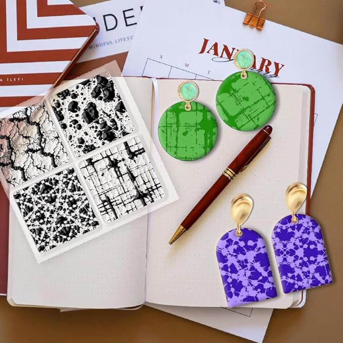 CHGCRAFT Marble Silicone Clay Texture Mat - Square Silicone Texture Stamps for DIY Clay Jewelry & Decorative Card Making