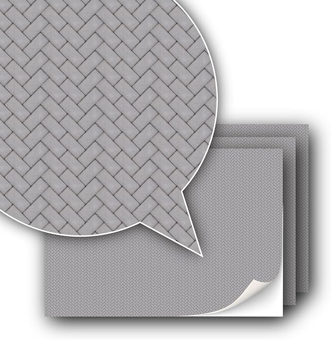 3 Sheets Self-Adhesive Decorative Film Paving Stones and Surfaces for Model Making in Scale 1:87 Scale H0 (UK: 3.5 mm Scale) (Concrete Paving Stones Herringbone)