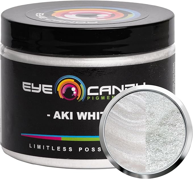 Eye Candy Pigments Premium White Mica Powder - AKI White (50gr) - for Epoxy, Resin, Soap, Paint, Woodworking, Acrylic Pouring, Bath Bombs, Fishing Lures - DIY Arts and Crafts Additive