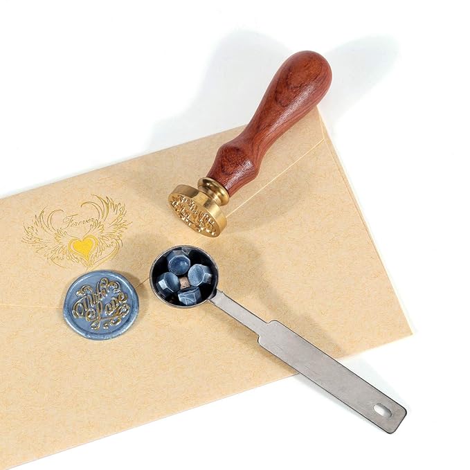 Yoption 360 Pcs Blue Sealing Wax Beads Set for Wax Seal Stamp with Candles and Melting Spoon