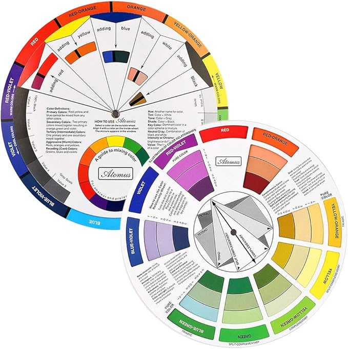 Pocket Color Wheel, Paint Mixing Learning Guide Art Class Teaching Tool for Makeup Blending Board Chart Color Mixed Guide Mix Colors