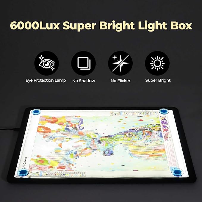 Heanolier A3 Artist tracing Light Box Copy Table,(18.2" L x 13.4" W) Super Bright Magnetic Light Pad with Side Buttons,USB-C Power Dimmerable Light Board for Diamond Painting,Tattoo Drawing,Sketching
