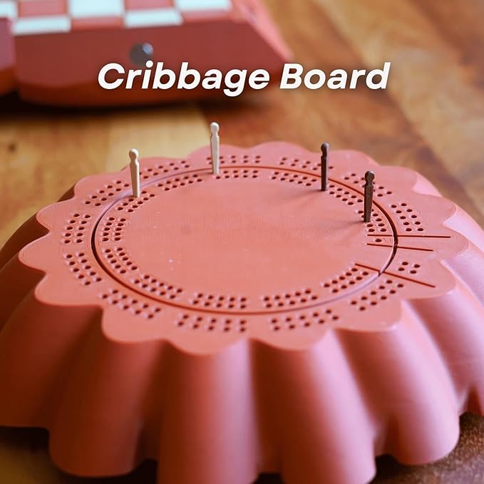 Pumpkin Game Set: Magnetic Chess Checkers, Cribbage, Dice Tower, Card Holder, Gourd Gambit Pumpkin Chess Expansion Pack for Gourd Games, 3D Printing Portable Adult Pumpkin Board Game Set(#1)