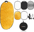 WELLMAKING 24'' x 36'' (60 x 90cm) Photography Reflector 5-in-1 Collapsible Light Reflector with Bag & tilt Adapter, Portable Light Reflector Photography Panel for Studio Video & Outdoor Lighting