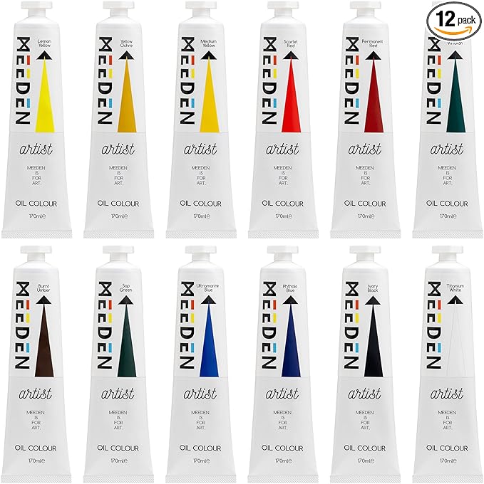 MEEDEN Artist Oil Paint Set - 12 Colors x 170ml/5.7oz Tubes - Art Supplies for Canvas Painting