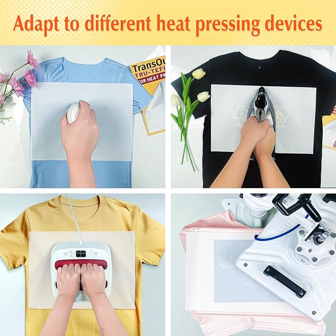 30 Pack PTFE Teflon Paper 16×11.7" 20 Sheets and Teflon Paper 8.5×11" 10 Sheets Mix Pack for Heat Press Heat Resistant Craft Mat,Sublimation Paper and Heat Transfer Paper Reusable