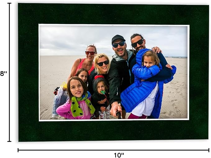 8x10 Mat Bevel Cut for 5.5x8.5 Photos - Acid Free Green Suede Precut Matboard - For Pictures, Photos, Framing - 4-ply Thickness