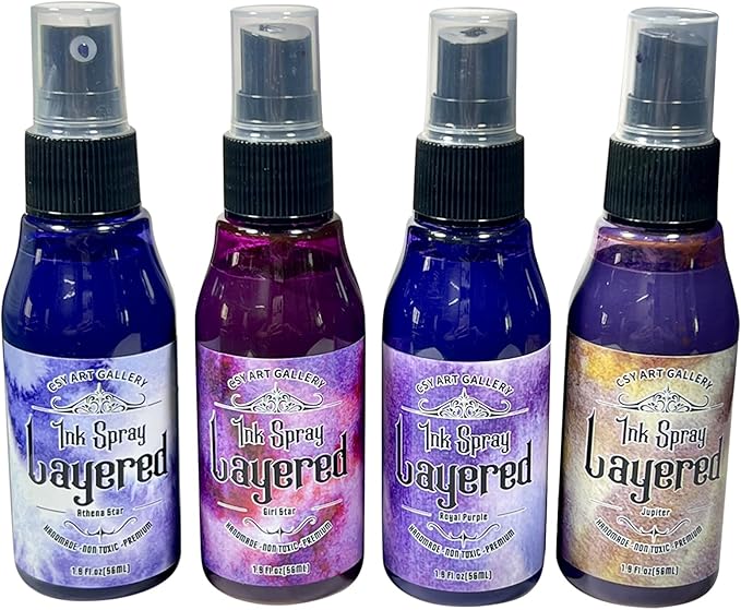 CSY Art Gallery Layered Ink Oxide Spray Set Junk Journal Art Craft Inks Villianous Potion, Scrapbooking, Card Making, Mixed Media Water Reactive Paper Dye and Pigment (8 Colors Set)